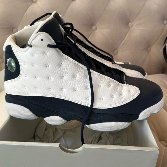 Men’s Air Jordan 13 Retro White French Blue Black Multi Basketball Shoes Jordan 13 Retro French Blue Men main image 2